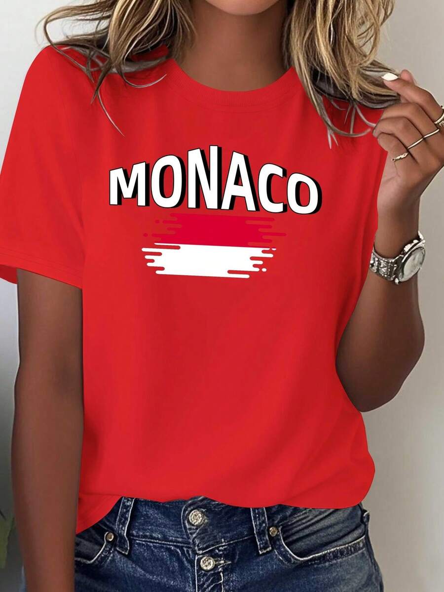 Camiseta cómoda de algodón puro para mujer Monaco, blusa casual para mujer - Rojo - Ver 1