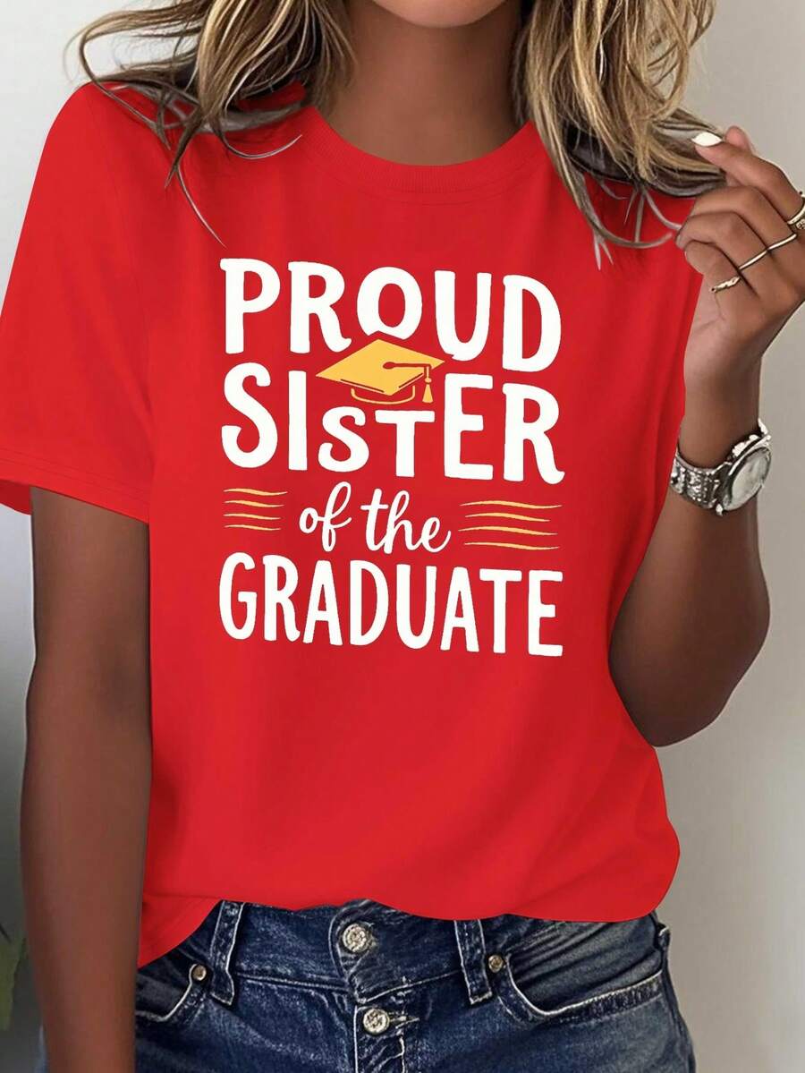 Graduation Season: Comfortable T-Shirts For Proud Sisters. - 紅色 - 查看 1