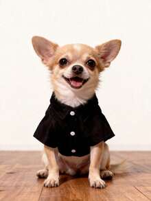 LUCKIE PAL 1pc Heart Print Cute Casual Fashion Pet Shirt With Buttons, Suitable For Cats And Dogs Indoor And Outdoor - Black - View 4