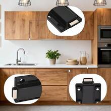 1/2/4 buah Kunci Tarik-Dorong Magnetik, Kunci Kabinet Sentuh Lepas Magnetik, Gagang Pintu Kabinet Magnetik Cocok Untuk Kabinet Dapur, Laci, Hitam - Satu Ukuran - View 9