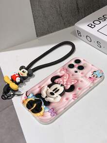 This Disney Mickey Mouse Lanyard Phone Case Is Fully Covered In TPU Material. It's Shockproof, Lightweight, And Compatible With IPhone17/16/11/13/15/15 Plus/15 Pro/15 Pro Max/12/14 Pro Max/11 Pro Max/12 Pro/12 Pro Max/13. This Phone Case Makes A Popular Birthday Gift Or Business Gift; It's Durable, Stain- And Fingerprint Resistant, And Suitable For Both Men And Women. The Set Also Includes A Mickey Mouse Phone Case And A Mickey Mouse Plush Bracelet. It's A Perfect Gift For Friends And Family. This Stylish Phone Case Is Fun, Lightweight, And Durable. IPhone17 Pro Max Phone Case, Minnie Mouse Phone Case. - trắng - Xem 6