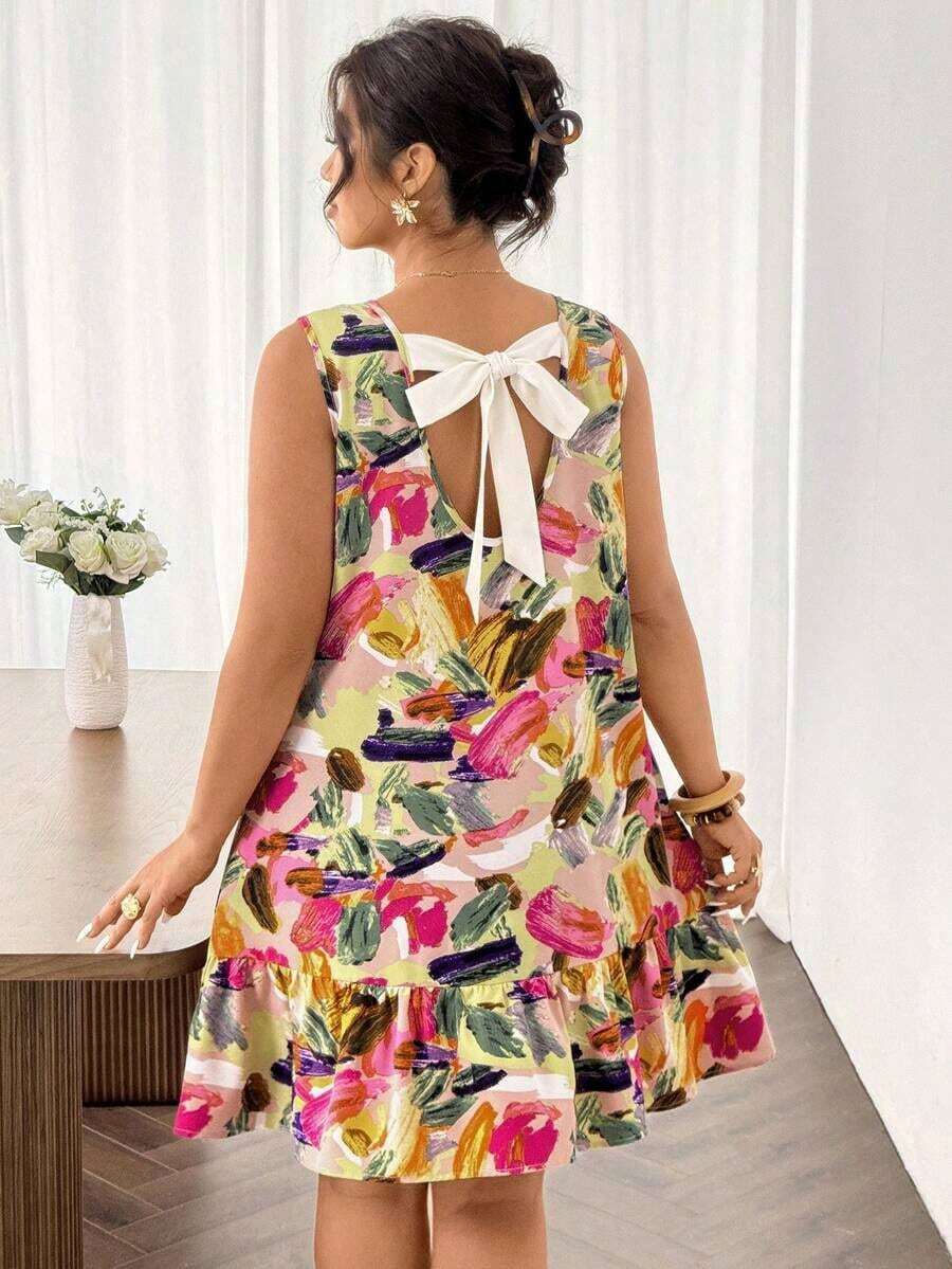 Lounesse Vestido casual de talla sin mangas a rayas - Multicolor 2 - Ver 1