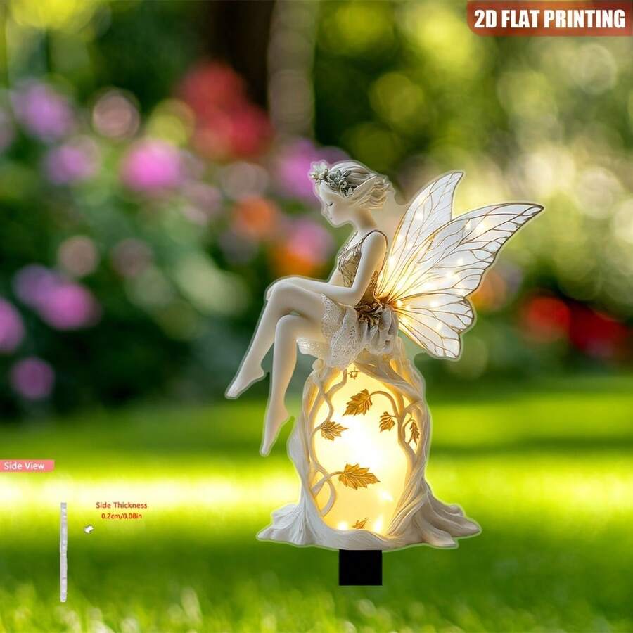 2D Acrylic Eternal Light Garden Fairy Stake, Weather-Resistant Outdoor Lawn Decor With Vibrant Lighting Design, Durable Ground Stake Suitable For Front Yard And Garden Display - A - View 1