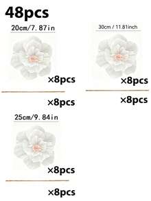 48/6pcs White Crepe Paper Flowers Wedding Decoration, Suitable For Wedding, Spring/Summer Wedding Celebration, Birthday Party And Holiday Events. These Paper Flowers Can Be Used For Wall, Hanging And Arch Decoration To Create Event Atmosphere - Multicolor - View 14