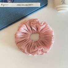 1pc Soft Pleated Flower Bud Scrunchie, Versatile Sweet Girl Fashion Hair Tie Hair Accessory Ponytail Elastics Rubber Bands - Multicolor - View 5