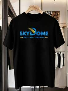 Camiseta de edición limitada de moda Toronto Nkydome con logotipo vintage - Diseño de cúpula retro con estampado de logotipo icónico, camiseta de cuello redondo informal, adecuada para eventos y atuendos informales - Lavable a máquina, ropa informal para el centro de eventos. - Negro - Ver 6