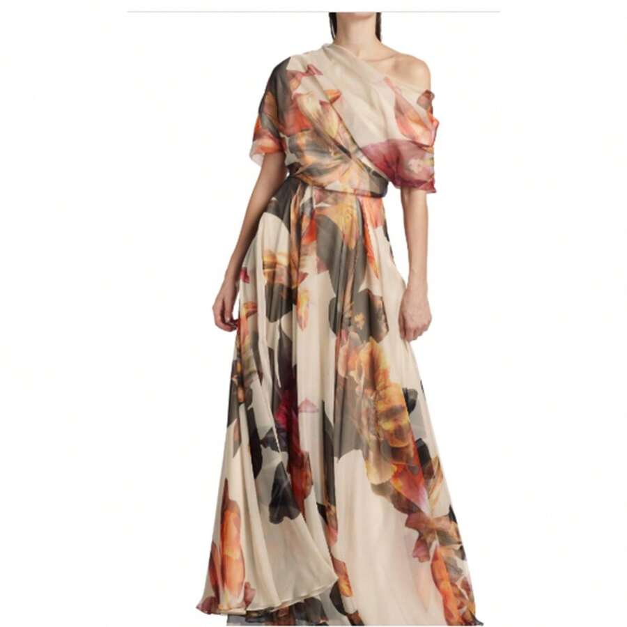 Vestido estampado bestseller nuevo verano 2026 para mujer, estilo bohemio vacacional, con cordón y falda amplia estilo lolita - Albaricoque - Ver 1