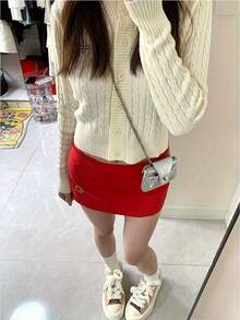 Women Skirts - Red - View 4