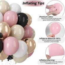 51pcs Black & Pink Balloons, Retro Gray, Pink, Ivory, Black Latex Balloons With Metallic Gold Champagne Boho Party Balloons, Suitable For Birthday, Baby Shower, Wedding Party Decor - Set - View 9