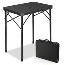E EASTSTORM - Mesa plegable de metal pequeña de 3 alturas ajustables 60 x 40 x 68 5 cm mesa de picnic portátil resistente para acampar al aire libre jardín patio parrilla barbacoa fiesta 61 cm - Negro con 3 opciones de altura. - Ver 2