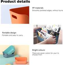 12 Pack Plastic Storage Baskets Multiple Color Storage Boxes Organizing Bins Kitchen Shelves Cupboard Office Home Organization - Multicolor - View 3
