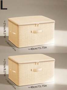 Storage Box With Zippered Lid, Storage Box With Handle, Foldable Lidded Home Cube Basket, Wardrobe Clothes Storage Container - Beige - View 10