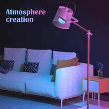 RGB Smart Bulb With 16 Adjustable Colors, E27 Screw Base, 220V, Floor Lamp With Remote Control For Color Changing, For Home Use, Ambient Light For Bedroom With 24 Key Dimming And Color Adjustment. - 2pc - View 5