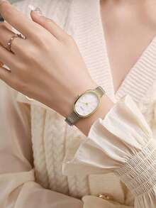 New Fashion Wristwatch For Women, Vintage Quartz Watch, Luxurious, Minimalist, Elegant, Lightweight And Versatile, Suitable For Daily Wear, Birthday Gift, Party, Festive Gathering, Ideal Gift For Yourself Or Friends - 金色 - 查看 2