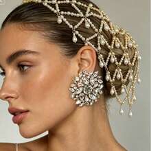 1 Pcs New Mesh Imitation Pearl Headpiece With Princess Style Elegant Bridal Wedding Fashion Banquet Stage Hair Accessories - 銀色 - 查看 6