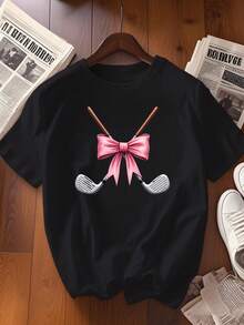 Talla grande - talla extra grande - camiseta de mujer, hecha de algodón puro, tela ligera y transpirable, diseño de cuello redondo, diseño estampado, corte de manga corta, adecuada para primavera y verano. - Negro - Ver 1