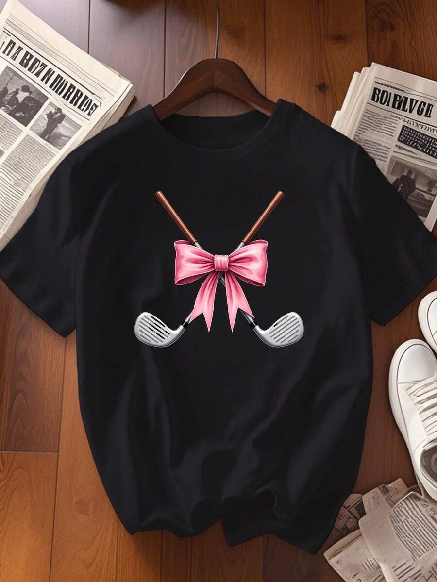 Talla grande - talla extra grande - camiseta de mujer, hecha de algodón puro, tela ligera y transpirable, diseño de cuello redondo, diseño estampado, corte de manga corta, adecuada para primavera y verano. - Negro - Ver 1