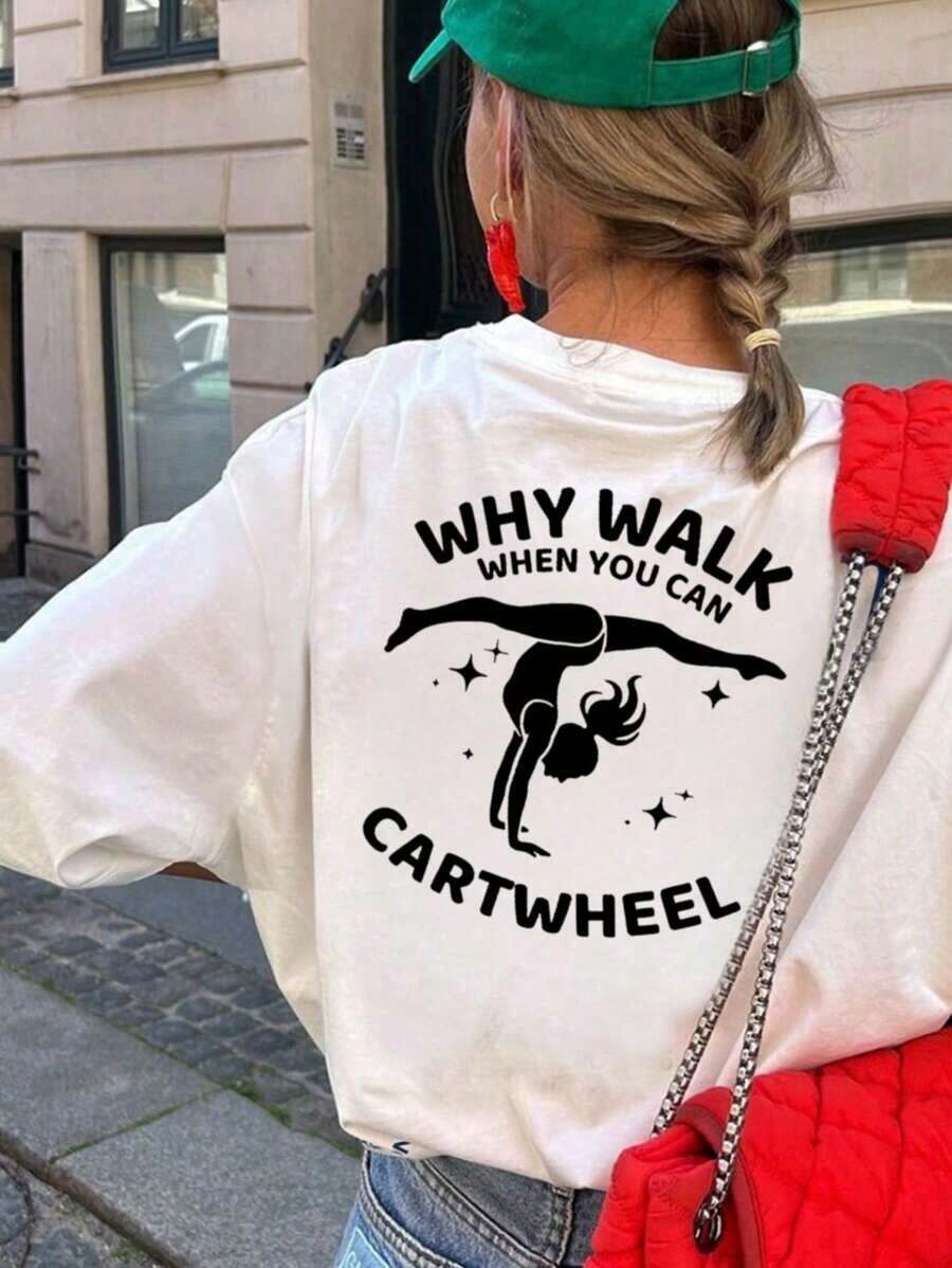 Girls' Casual Short-Sleeve Crew Neck Jumpsuit With Print, Suitable For School And Summer Wear - Dance Style T-Shirt, Inspiring Imagination And Self-Expression, Graphic Tee, Summer Top, Clothing For Teens And Kids - 白色 - 查看 1