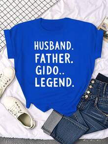 Camiseta de hombre de color sólido, con un diseño legendario, un regalo para padre y esposo. - Azul - Ver 7