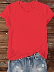 Camiseta lisa para mujer.Disponible en varios colores. - Rojo - Ver 2