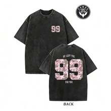 Camiseta gráfica con estampado de la estrella "99" y efecto lavado de Christian "He Left The 99 For You" - Negro - Ver 5