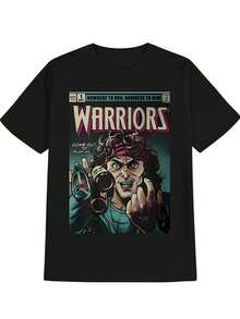 1 pezzo Nuova T-shirt grafica vintage Y2K da uomo, casual a maniche corte con stampa sottile sul petto - traspirante - con spandex, collo rotondo, top da streetwear estivo, vestibilità regular per abbigliamento casual e stratificazione - regalo ideale per uomo (outfit casual, smart-casual) - facile da lavare a mano - nero - Visualizzare 3