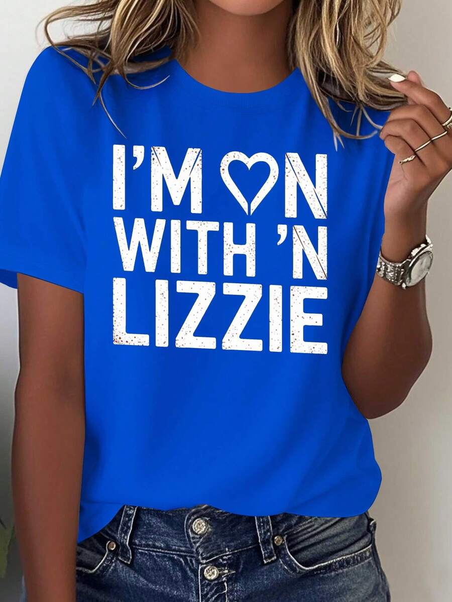 Tengo el mismo estilo que Liz, una camiseta cómoda de algodón puro para mujer con un diseño de póster vintage. - Azul - Ver 1