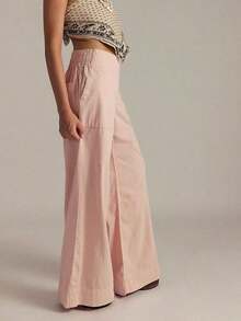 Summer Outfits For Women,Womens Baggy Loose Denim Pull-On Jeans High Waisted Loose Straight Leg Stretchy Full Length TrousersLoose , Pants For Women - 粉色 - 查看 2