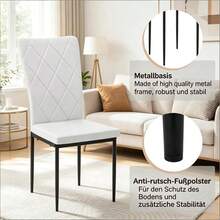 Dining Chairs with Hoh Back, Soft Duty Chairs, Elegant Kitchen Chairs, Living Room Chairs, Reception Chairs, Waiting Room Chairs 4PCS Chairs only - Schwarz + Weiß + Kunstleder + Metall1 - Übersicht 2
