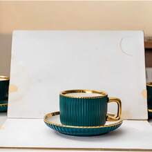 Vintage Kaffeebecher-und Untersetzerset,Keramikbecher und Untersetzer, Trinkutensilien furZuhause und Buro, Geschenkideen, Getrankeutensilien - Weiss - Übersicht 7