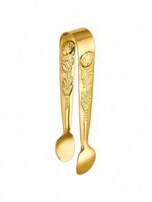 1pc Stainless Steel Vintage Rose Pattern Sugar Cube Tongs, Ice Bucket Tongs - View 10