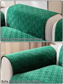 1pc Green Solid Color Diamond Pattern Sofa Cushion, Anti-Slip Durable And Wear-Resistant, Suitable For Pets, All-Season Use - Dark Green - View 9