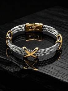 1 chiếc vòng tay cáp dây thừng thép không gỉ phong cách vintage gợi cảm cá nhân hóa, vòng tay nữ nhiều lớp xếp chồng có khóa, phù hợp đeo hàng ngày, tiệc sinh nhật, kỷ niệm, quà tặng trang sức thanh lịch - Nhiều màu - Xem 9