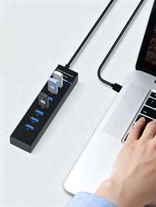 7-Port USB 3.0 Hub, 5Gbps High-Speed USB Splitter With LED Indicator, Plug & Play USB Expander For Laptop/PC/Desktop, Flash Drive, External Hard Drive, Gaming Console, Office/Home Use - View 3