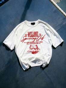 ractyr,-shirt graphique Malone Sparring Club avec pitbull, Top décontracté inspiré du streetwear de la boxe vintage,-shirt col rond à manches courtes doux pour un style urbain et rétro - Negro - Ver 2