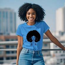 African American History T-Shirt For Men And Women, Black Print T-Shirt, Magic Fashion Retro Black T-Shirt With Natural African American Hairstyle - 藍湖1 - 查看 2