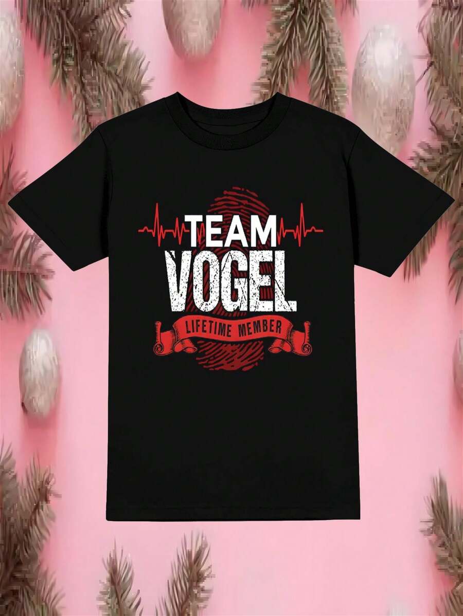 Camiseta de hombre con líneas de latidos y el texto "Miembro de por vida del equipo Fogel" -- una camiseta casual de verano adecuada para los aficionados al deporte, un regalo para los seguidores del equipo Fogel, camiseta de hombre, camisa de hombre, álbum del mundial 2026. - Negro - Ver 1