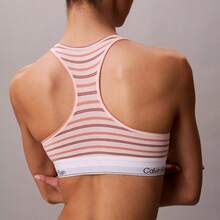 Calvin Klein Calvinklein Icon Cotton Modal Unlined Bralette QF8493 - Pulse Stripe Mango Fizz - Xem 6