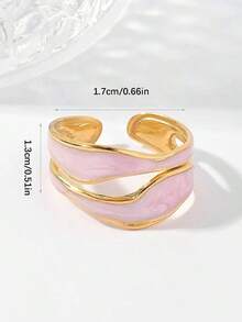 Anillo abierto de dos tonos - Rosa Pálido - Ver 4