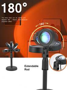 1 Set Of 16 Color LED Sunset Light Projector, With Remote Control Sunset Projection Light Rotating 180 °, Sunset Atmosphere Light, Indoor Festival Decoration Light, Suitable For Bedroom, Room, Home Decoration, Living Room, Festival Decoration, Party - Multicolor - View 7