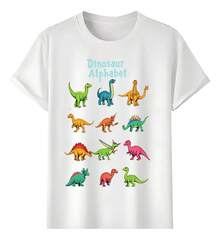 Muscle Freaks Dinosaur Alphabet Style T-Shirt - White - View 11