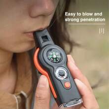 3-In-1 Outdoor Survival Tool, Multi-Functional Portable Emergency Whistle, Compass, Magnifying Glass, Flashlight, Thermometer - Multicolor - View 6