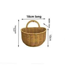 Wall Mounted Hanging Basket Imitation Rattan Fruit Vegetable Organizer Kitchen Storage Holder Home Decor Rack Container Sundries Shelf - MULTI - View 13