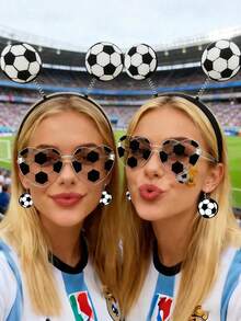 1/2pcs Football Match Headband Set, Football Headband Cheering Prop With Football Glasses Accessory, Sports Headwear For Match Day, Fan Club, Sports Enthusiast, 2026 Gala Night Team Member Party Gift, Photo Prop, Party Supplies - Multicolor - View 4