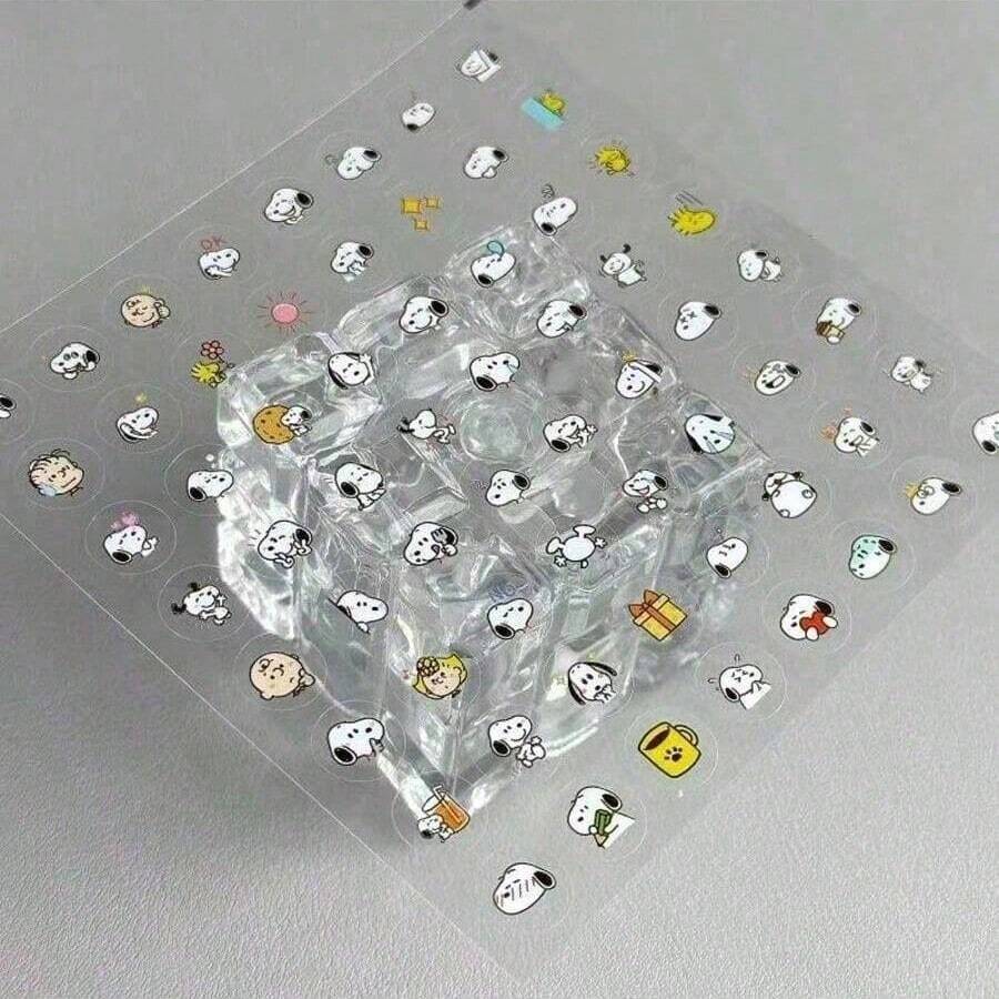 SNOOPY 1set/10pcs Cute  Cute Transparent Decorative Stickers Nail Stickers, Perfect Small Gifts For Fans, Family, And Friends, Preferred Gift For Best Friends/Couples, Summer Atmosphere Small Items For Daily Matching,[Stochastic Style] - Multicolor - View 1