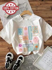 1 Piece Summer Casual Women's Top, Vintage Style, Lobster And Shell Print, VITA CIAO BELLA, Round Neck, Pure Cotton Short-Sleeve T-Shirt 2026 - 白色 - 查看 1