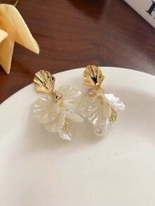 1 Pair Retro Minimalist Niche Personalized Elegant Versatile Rhinestone Petal Earrings, Suitable For Women's Daily, Festival, Party, Wedding Wear - Petals Flowers - View 5