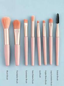 8pcs Makeup Brush Set, Portable Muted Color Makeup Brushes, Soft Hair Blush & Eyeshadow Brushes, Makeup Tools - Portable - View 3