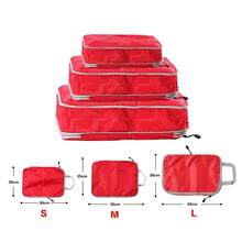 Cubos de embalaje plegables y compresibles, bolsa de almacenamiento de viaje impermeable, maleta de nailon, portátil con bolso, organizador de equipaje DG8U - Rojo - Ver 10