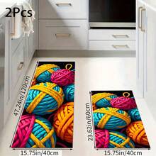 1pc 2D Colorful Pom-Pom Pattern Printed Rug, Long Doormat Series, Suitable For Living Room, Laundry Room, Bathroom, Bedroom, Kitchen - Multicolor - View 11